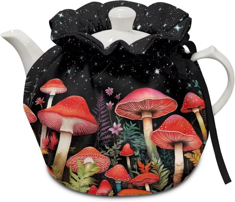 Mintulipy Mushroom Tea Pot Cosy Dust Proof Insulating Mushroom Tea Pot Cozies for Teapots Kitchen Accessory Home Table Decorative Breakfast Warmer Teapot Cozies - Image 1